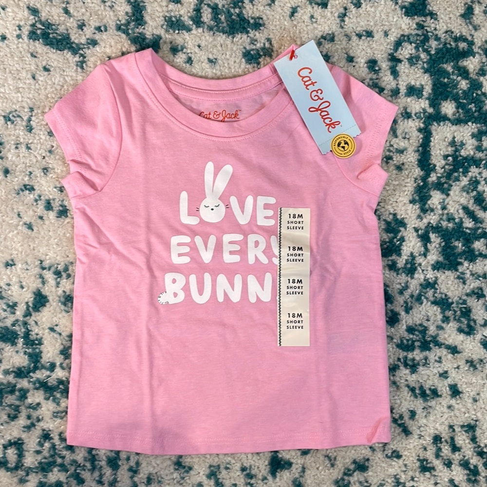 NWT cat & jack pink short sleeve t shirt “love every bunny”